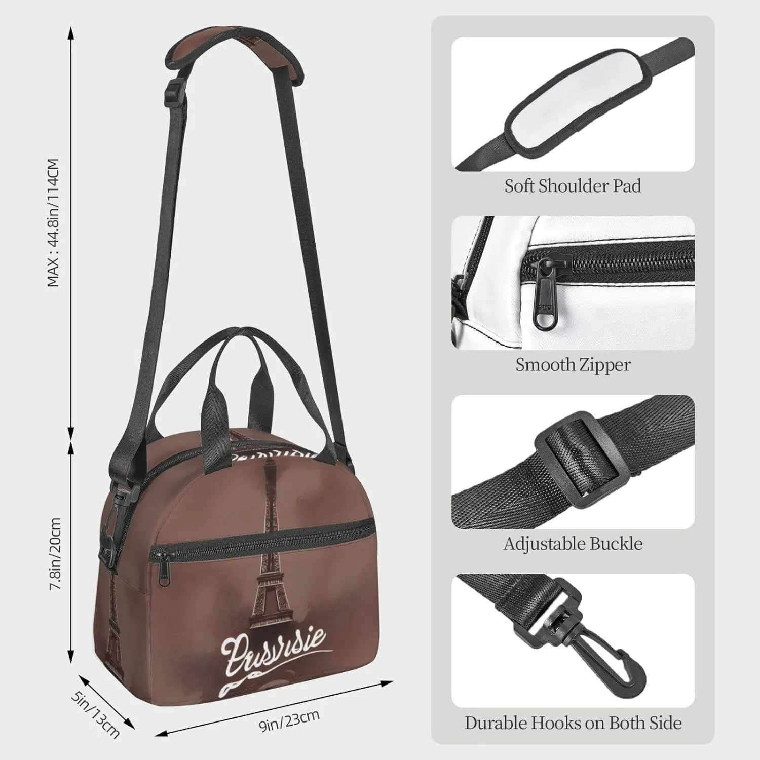 Parisian Coffee Eiffel Tower Insulated Lunch Tote Bag Lunch Box For Women Men, Reusable Good For Daily Work Outings