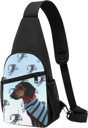 Parisian Dachshund Print Chest Bag Shoulder Bag for Men Women Hiking Travel Bag, Black, One Size, Black, One Size