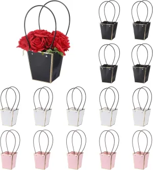 PATIKIL Flower Gift Bags, 30 Pack Paper Bouquet Bags Rectangle Florist Box for Arrangements Bouquet Box with Handles for Mother Day Wedding
