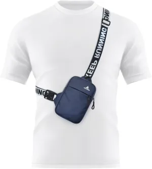 Peicees Mini Crossbody Sling Bag Chest Bag Dual Pocket Water Resistant Fanny Pack Running Phone Holder for Men Women Workout Travel, Dark Blue