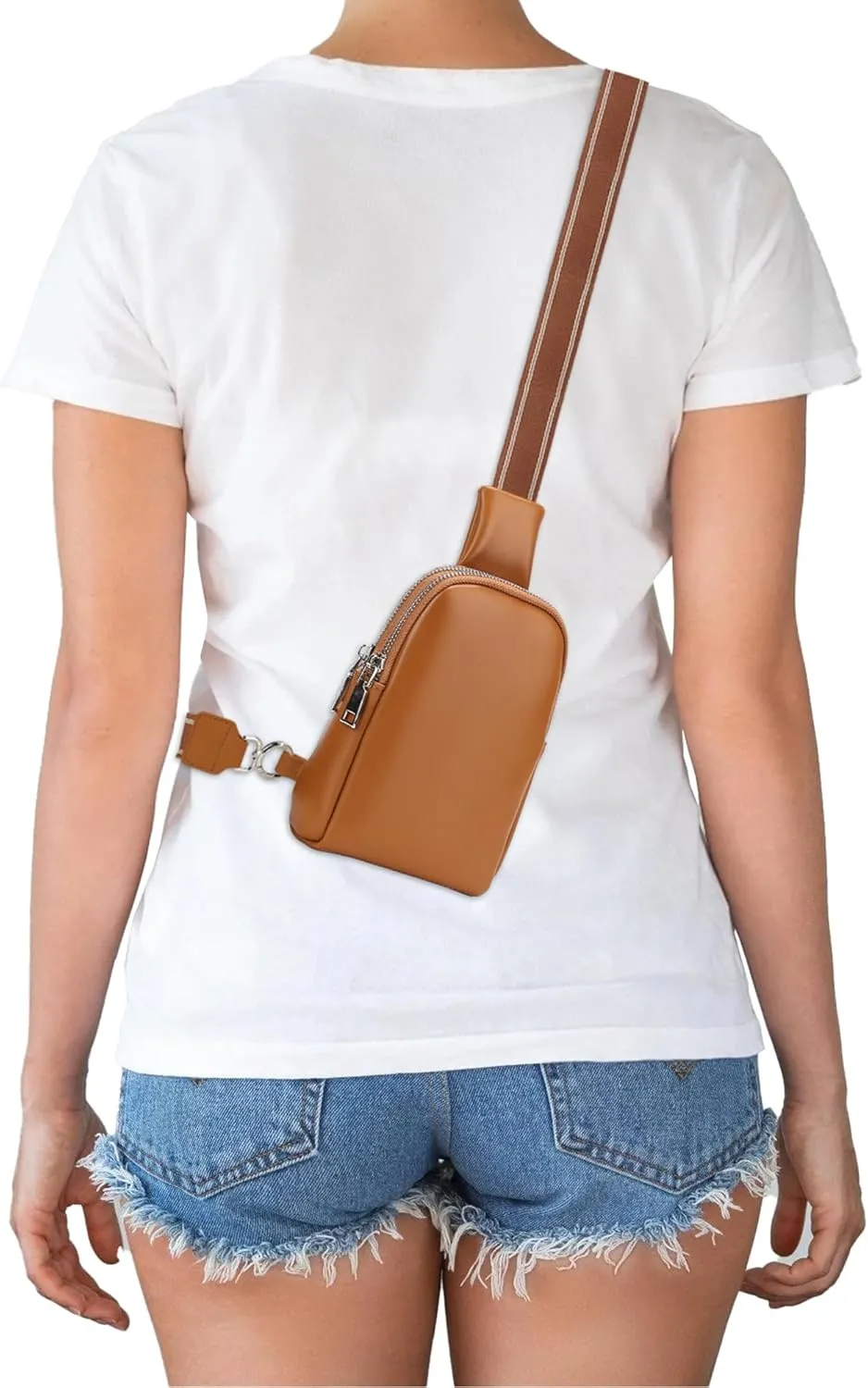 Peicees Mini Leather Crossbody Bags for Women Fanny Packs Travel Sling Bag Cross Body Bag Womens Shoulder Phone Purse