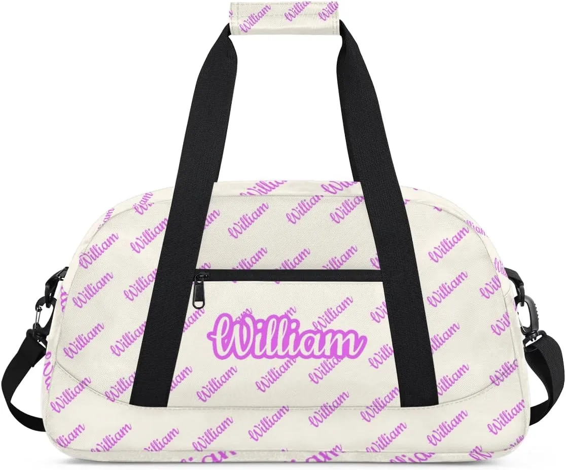 Personalized Gym Duffel Bag with Name Custom Sport Bag Gymnastics Bags Customized Dance Duffel Bag Weekender Sleepover Bag, Beige