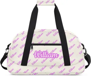Personalized Gym Duffel Bag with Name Custom Sport Bag Gymnastics Bags Customized Dance Duffel Bag Weekender Sleepover Bag, Beige