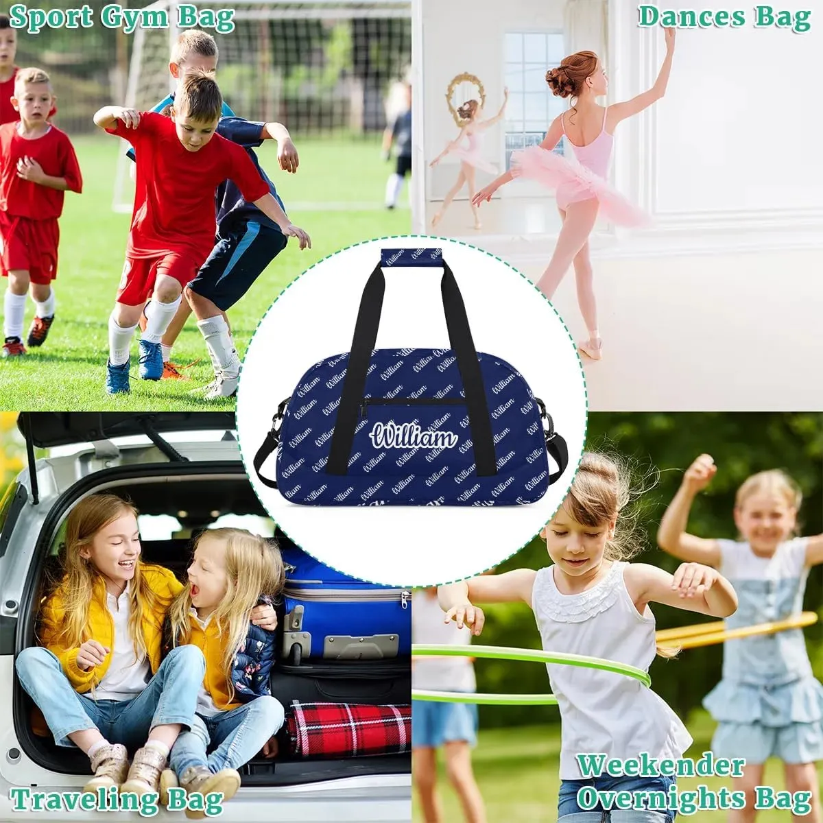 Personalized Gym Duffel Bag with Name Custom Sport Bag Gymnastics Bags Customized Dance Duffel Bag Weekender Sleepover Bag, Dark Blue