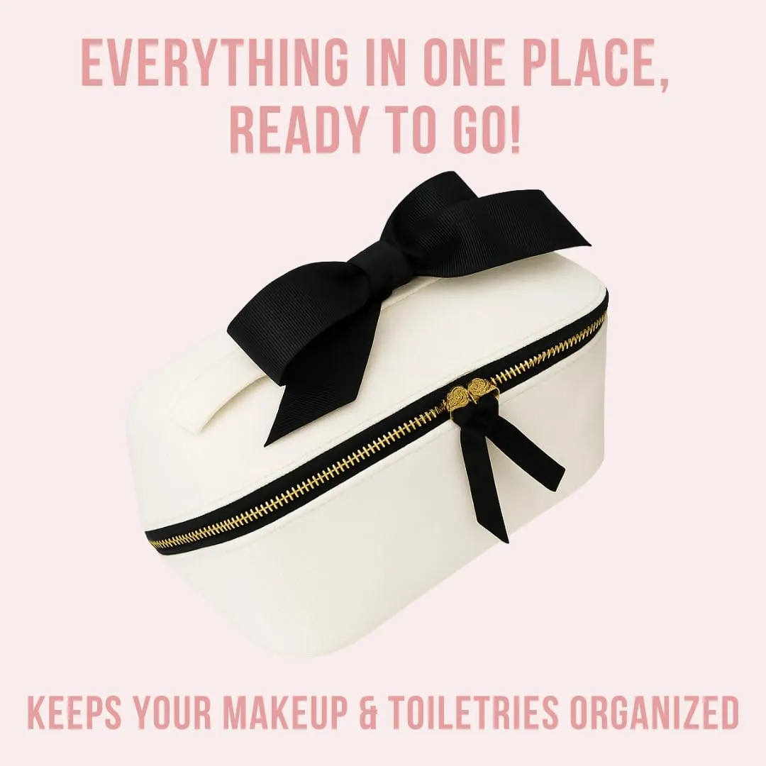 Personalized Makeup Bag for Women | Cosmetic Bag Organizer for Girls with Monogramming | Makeup Pouch for Traveling | Toiletry Bags for Women | Make Up Travel Pouches | Cream