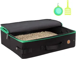 petisfam Portable Travel Litter Box for Cats with Lid to Contain Litter and Odor. Easy to Carry, Clean and Store. Easy for Car Travel, Hotle Stays, Flying with Cats
