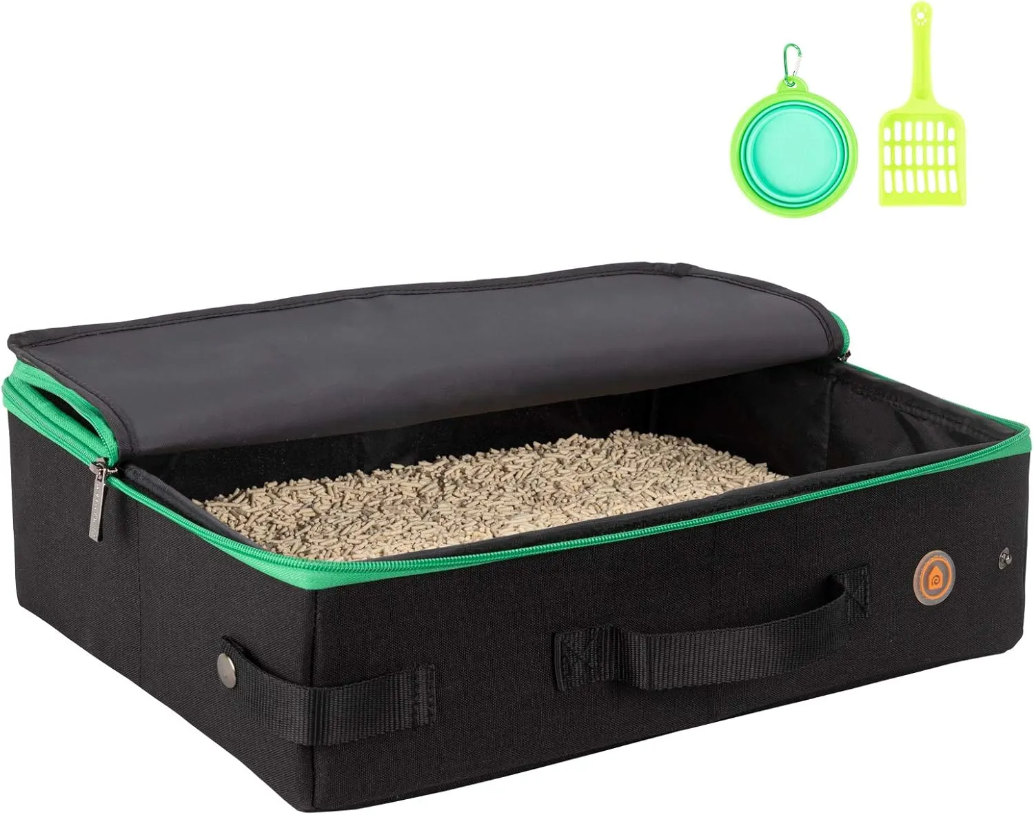 petisfam Portable Travel Litter Box for Cats with Lid to Contain Litter and Odor. Easy to Carry, Clean and Store. Easy for Car Travel, Hotle Stays, Flying with Cats