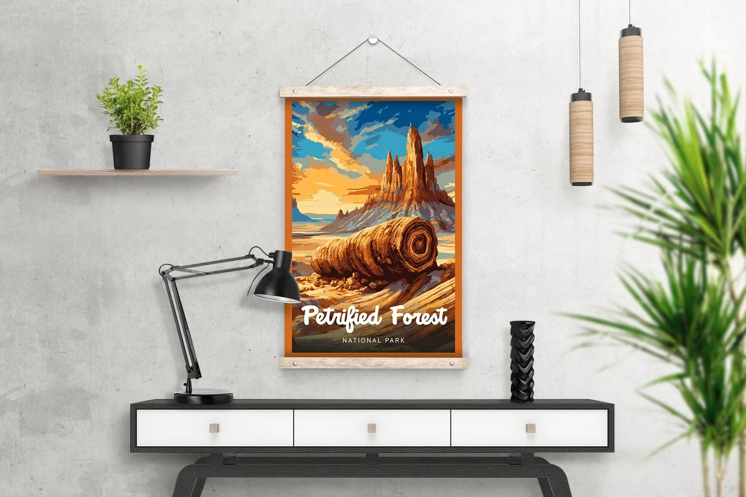 Petrified Forest National Park Modern Style Travel Poster - 8x10-12x18-18x24-24x36 / 4x6 Postcard Designer Series Art Print USA United States Wall Art Arizona (12x18 Inch Poster)