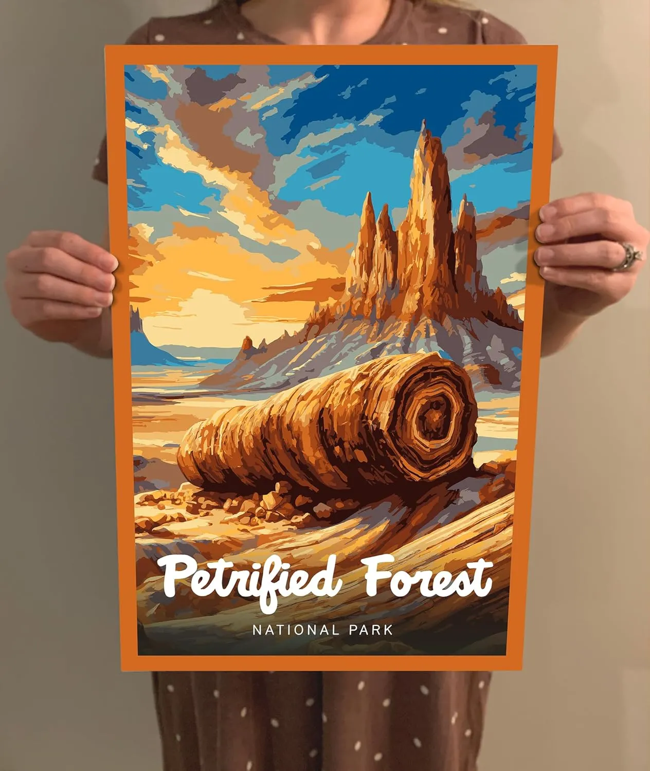Petrified Forest National Park Modern Style Travel Poster - 8x10-12x18-18x24-24x36 / 4x6 Postcard Designer Series Art Print USA United States Wall Art Arizona (12x18 Inch Poster)