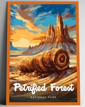 Petrified Forest National Park Modern Style Travel Poster - 8x10-12x18-18x24-24x36 / 4x6 Postcard Designer Series Art Print USA United States Wall Art Arizona (12x18 Inch Poster)