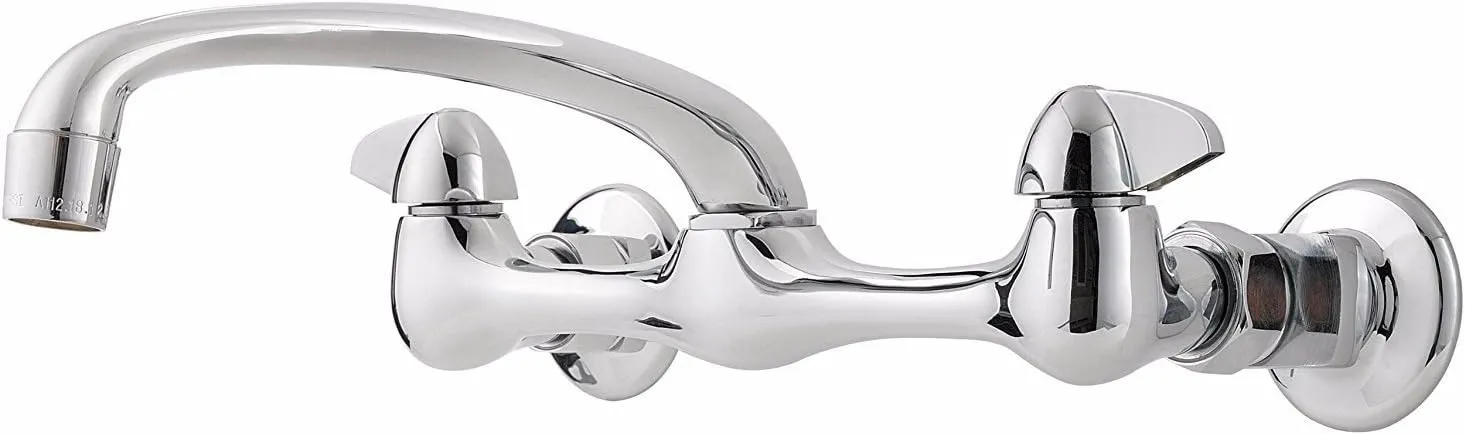 Pfister G1271000 Pfirst Series 2-Handle Wallmount Kitchen Faucet, Polished Chrome, 1.5 GALLON PER MINUTE