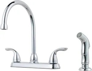 Pfister G1365000 Pfirst Series 2-Handle Kitchen Faucet with Side Spray in Polished Chrome, 1.8 GPM