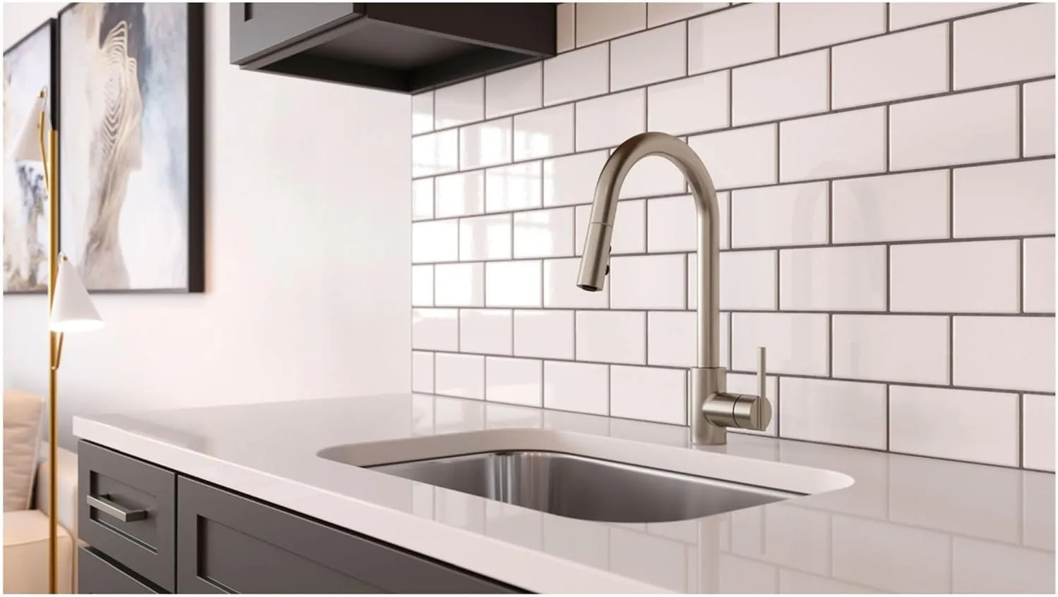 Pfister GT529-BI Brislin 1.8 GPM Single Hole Pull Down Kitchen Faucet with AutoDock Sprayhead, Pfast Connect, and Pforever Seal Valves - Polished Chrome