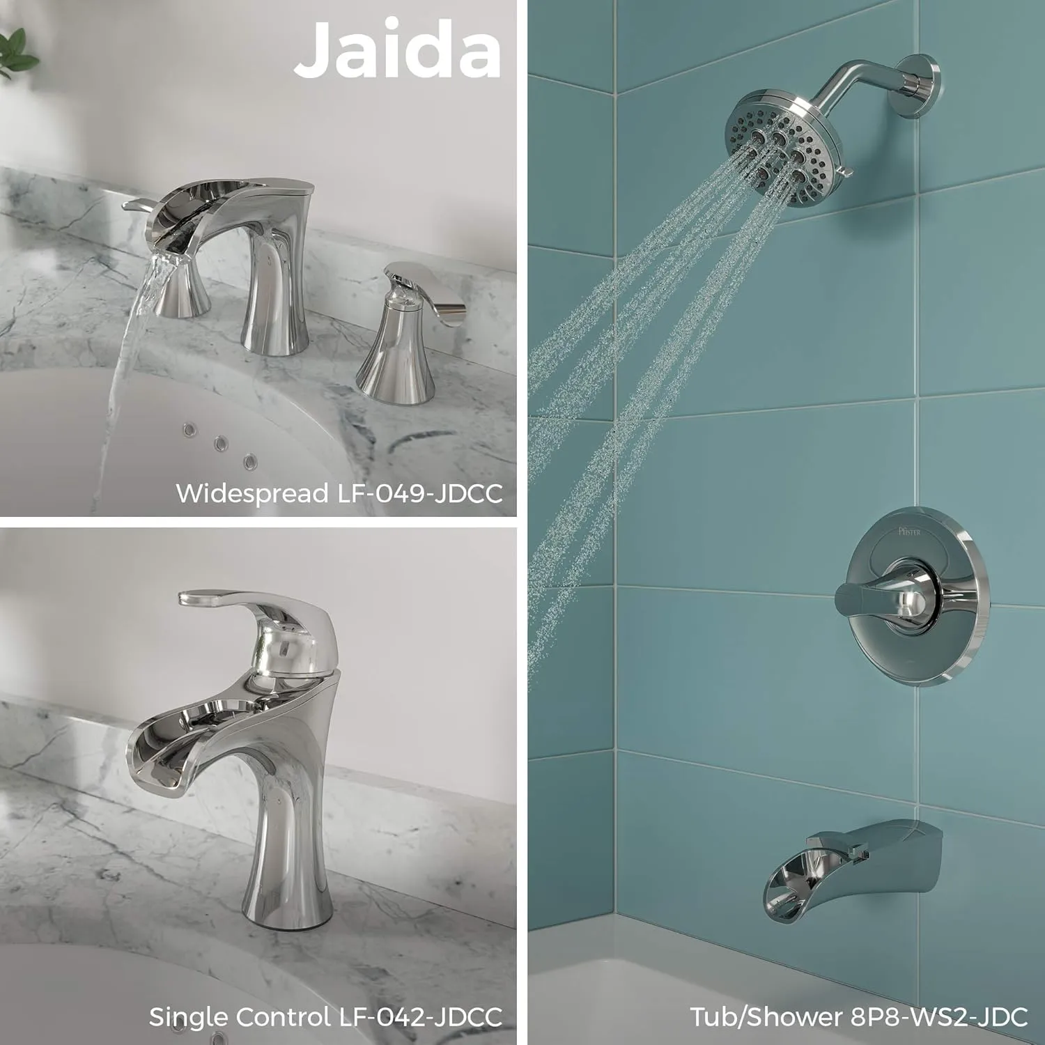 Pfister Jaida Bathroom Sink Faucet, 8-Inch Widespread, 2-Handle, 3-Hole, Polished Chrome Finish, LF049JDCC