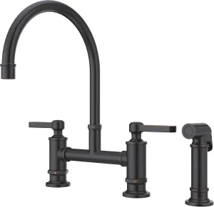 Pfister LG31-TDY Port Haven Kitchen Bridge Faucet with Side Sprayer, Tuscan Bronze