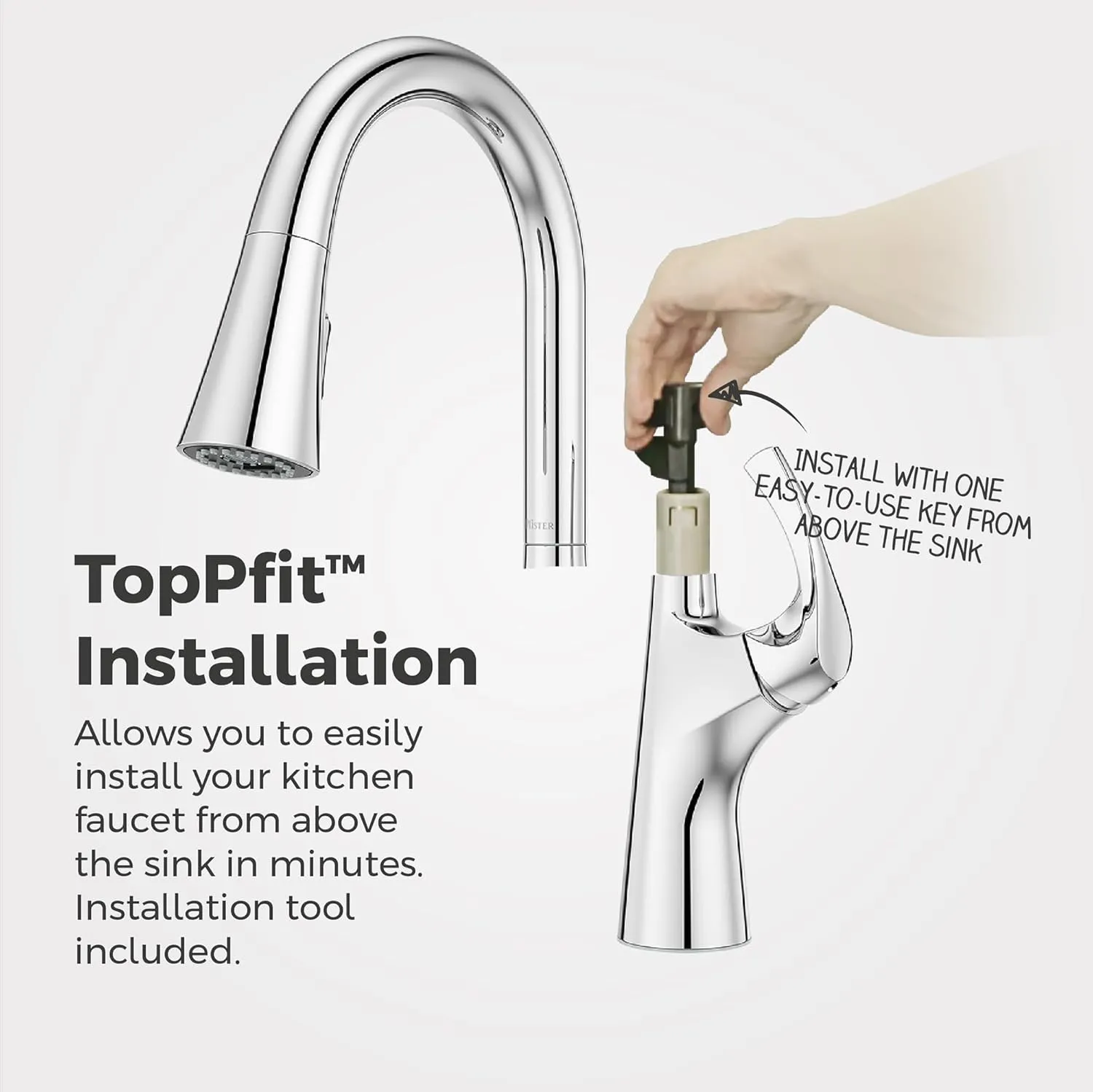 Pfister Talega Kitchen Faucet with Pull Down Sprayer, Single Handle, High Arc, Polished Chrome Finish, F5297TEC