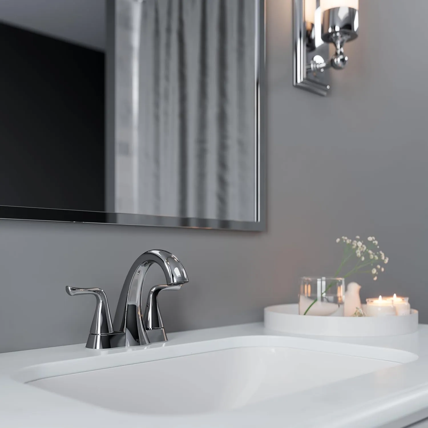 Pfister Willa Bathroom Sink Faucet, 4-Inch Centerset, 2-Handle, 3-Hole, Polished Chrome Finish, LF048MALCC