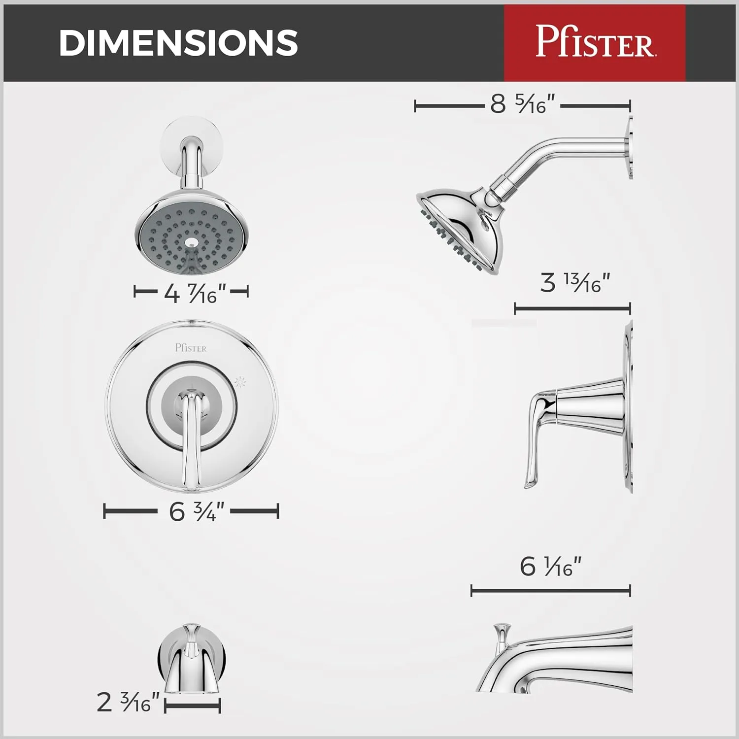 Pfister Willa Tub & Shower Trim Kit, Valve and Cartridge Included, 1-Handle, Polished Chrome Finish, 8P8WS2MALSCC