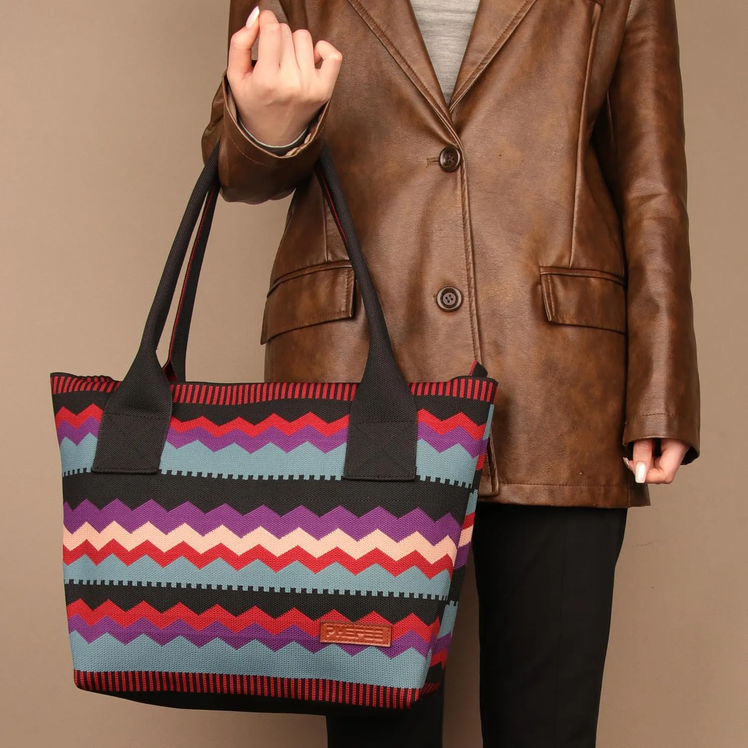 Phefee Women's Boho Aztec Knitted Tote Bag Large Capacity Hobo Handbag Shoulder Shopper with Magnetic Closure for Work Travel