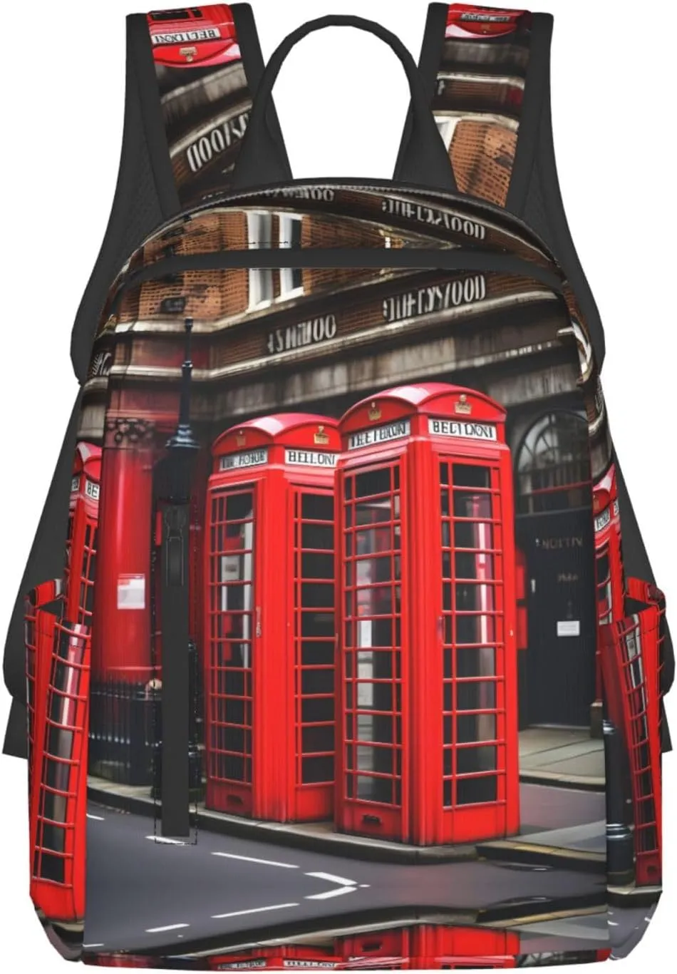 Phone Booth London Street Print Lightweight Backpack, Travel Bookbag College Bag,Laptop Backpack For Men Women