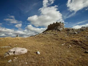 Photo- A castle-like observation center in the valley that leads through a long canyon below the Snowy Range of the Rocky Mountains in Carbon County, Wyoming 2 Fine Art Photo 14in x 11in