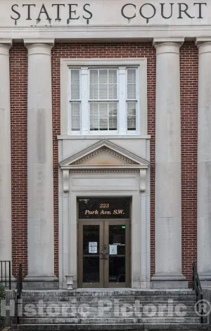 Photo - Door. The Charles E. Simons Jr. Federal Court House, Named for District Court Judge Charles Earl Simons Jr. in 1986, Located in Aiken, South Carolina 30in x 44in