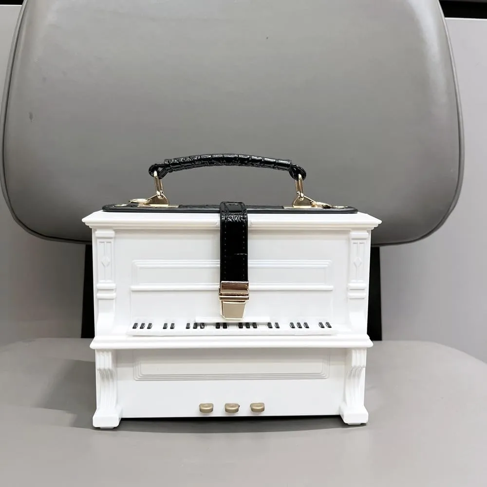 Piano Shaped Purse Handbag Women Crossbody Shoulder Bag Box Shaped Acrylic Evening Top Handle Clutch Bag Novelty Piano Purse