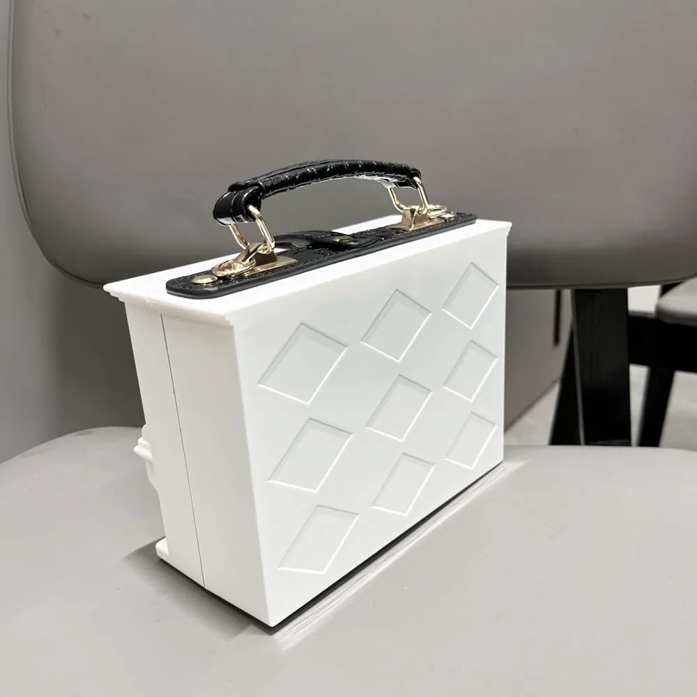 Piano Shaped Purse Handbag Women Crossbody Shoulder Bag Box Shaped Acrylic Evening Top Handle Clutch Bag Novelty Piano Purse