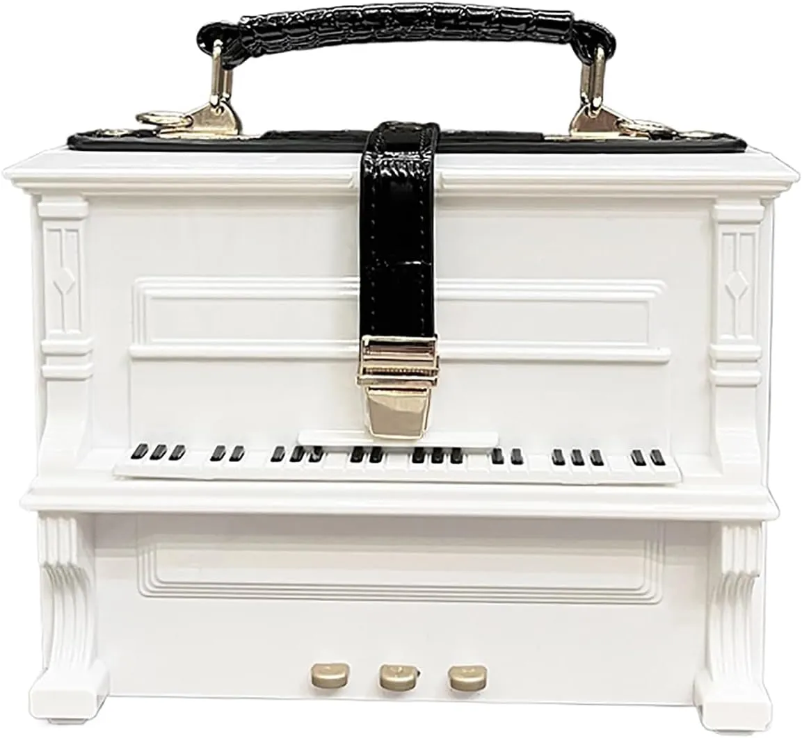 Piano Shaped Purse Handbag Women Crossbody Shoulder Bag Box Shaped Acrylic Evening Top Handle Clutch Bag Novelty Piano Purse