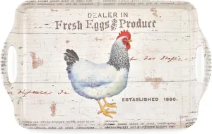 Pimpernel On The Farm Large Handled Tray - Rectangular Melamine Serving Tray with Handles & Farm Animal Design - Dishwasher Safe Food Platter for Breakfast Snacks & Rustic Country Kitchen Display