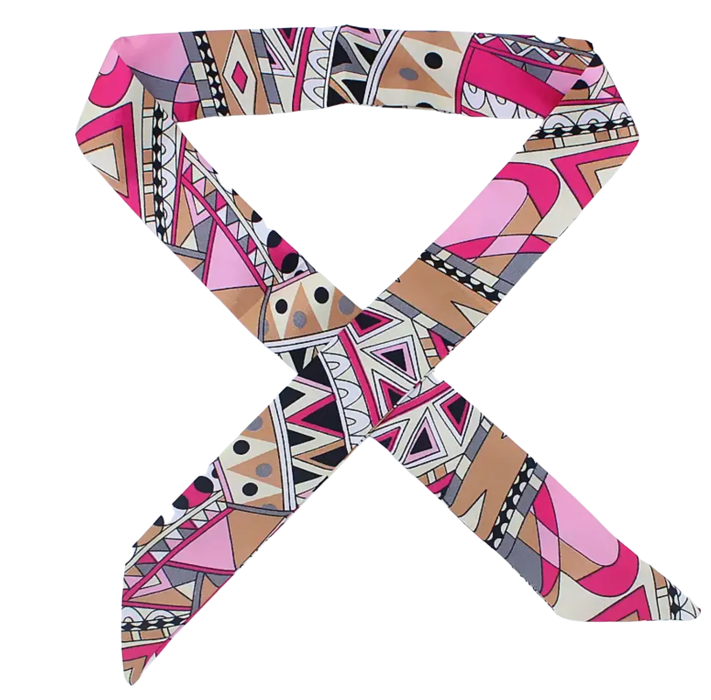 Pink & Tan Geometric Printed Scarf