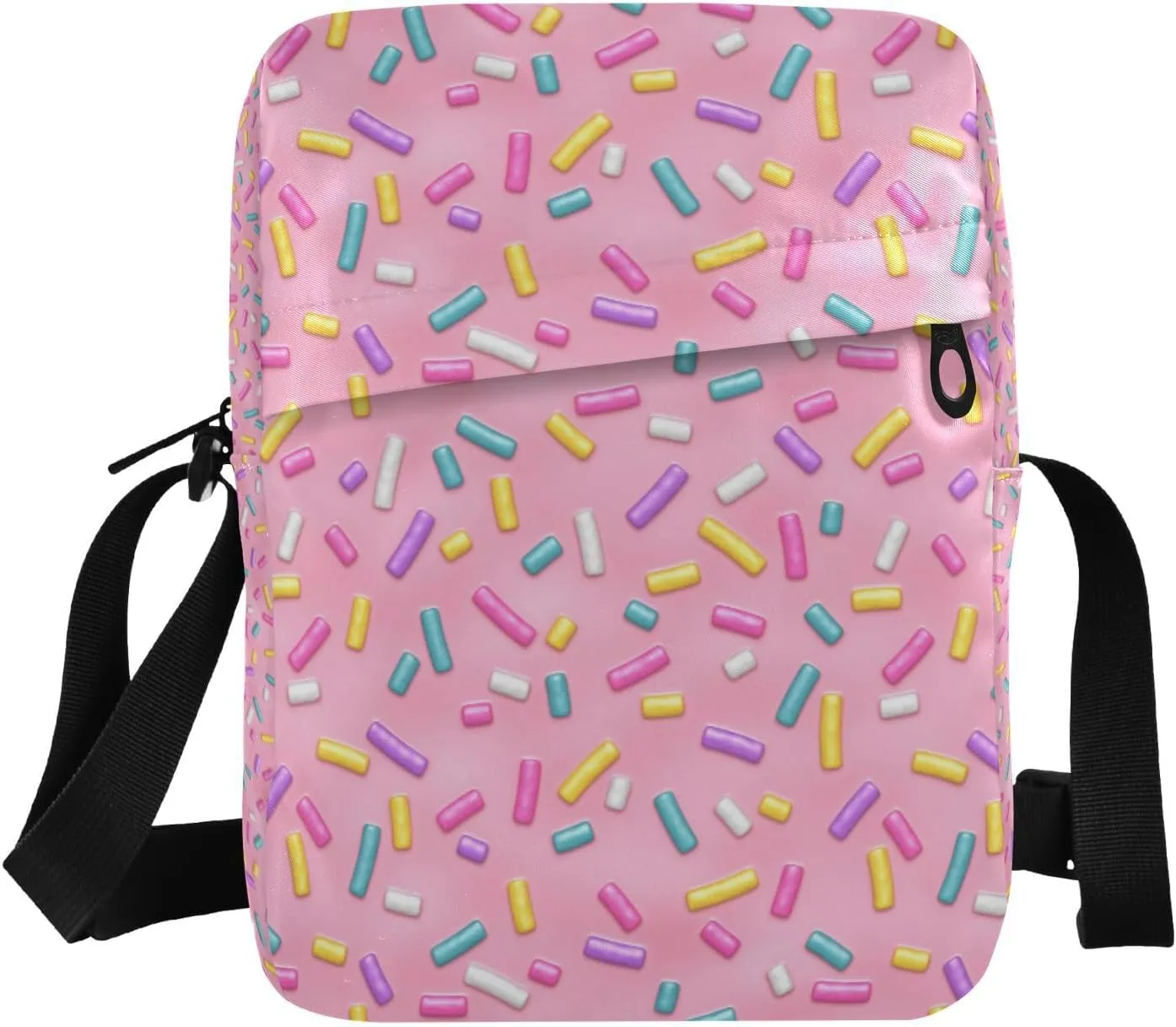 Pink Donut Glaze Messenger Bag for Women Men Crossbody Shoulder Bag Crossbody Fanny Packs Mens Purse Satchel with Adjustable Strap for Workout Running