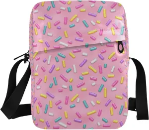 Pink Donut Glaze Messenger Bag for Women Men Crossbody Shoulder Bag Crossbody Fanny Packs Mens Purse Satchel with Adjustable Strap for Workout Running