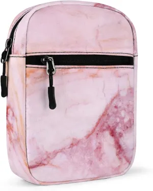 Pink Marble Stone Texture Rip Pattern Pink Abstract Paint Adjustable Fanny Waist Pack Pouch, Waterproof Crossbody Runners Bag Wallet for Gym Hiking Fitness Women Men 6.1 x 2.2 x 7.9 inch