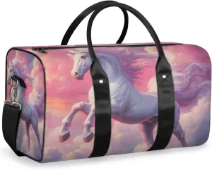 Pink Unicorn Travel Duffle Bag for Women Men Gym Duffel Foldable Bag Waterproof Weekender Sky Fantasy Duffle Tote