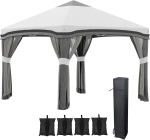 Pop Up Canopy Tent with Netting,Instant Tents for Parties,Height Adjustable with Wheeled Carry Bag and 4 Sand Bags for Outdoor,Garden,Patio,Gray
