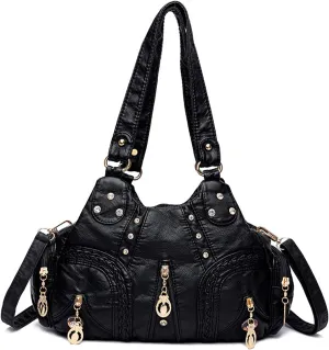 PORRASSO Ladies Handbags Fashion Shoulder Bag Hobo Bag Soft PU Leather Crossbody Bags Women Top-handle Bag