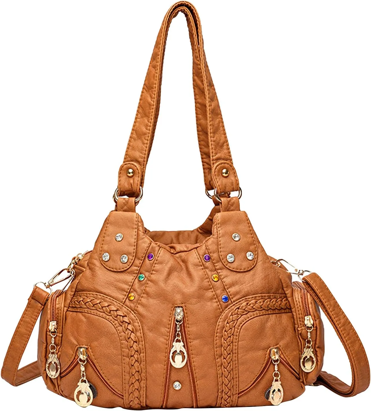 PORRASSO Ladies Handbags Fashion Shoulder Bag Hobo Bag Soft PU Leather Crossbody Bags Women Top-handle Bag
