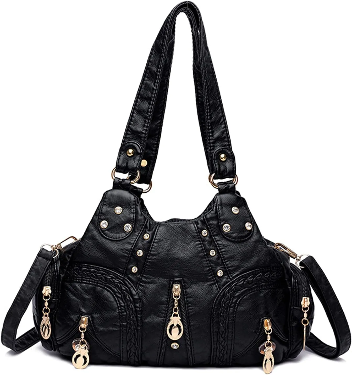 PORRASSO Ladies Handbags Fashion Shoulder Bag Hobo Bag Soft PU Leather Crossbody Bags Women Top-handle Bag