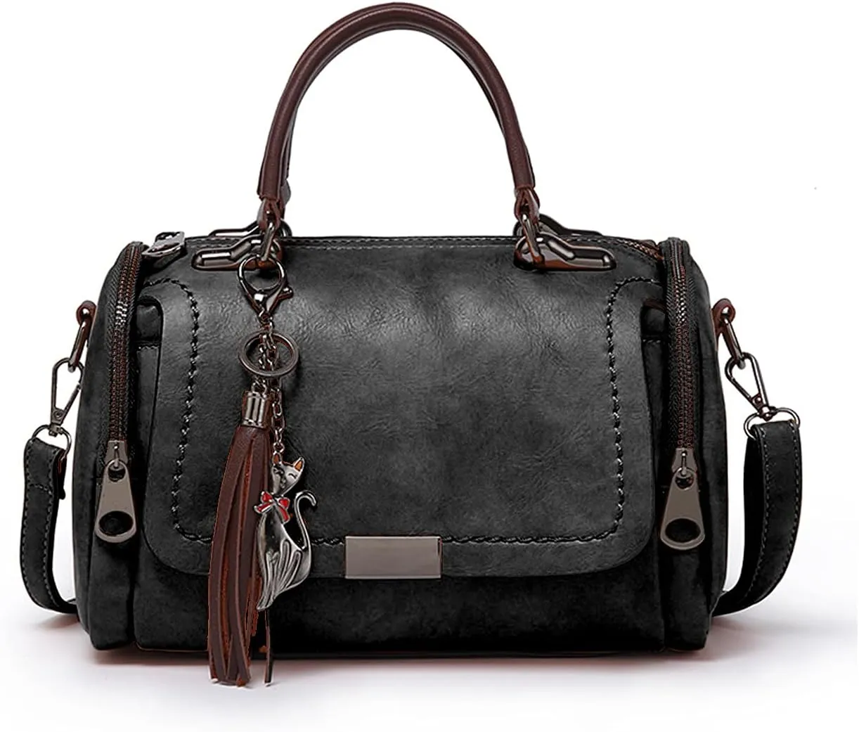 PORRASSO Retro Handbag Women Crossbody Bag Ladies Shoulder Bag Waterproof PU Leather Top-Handle Bag