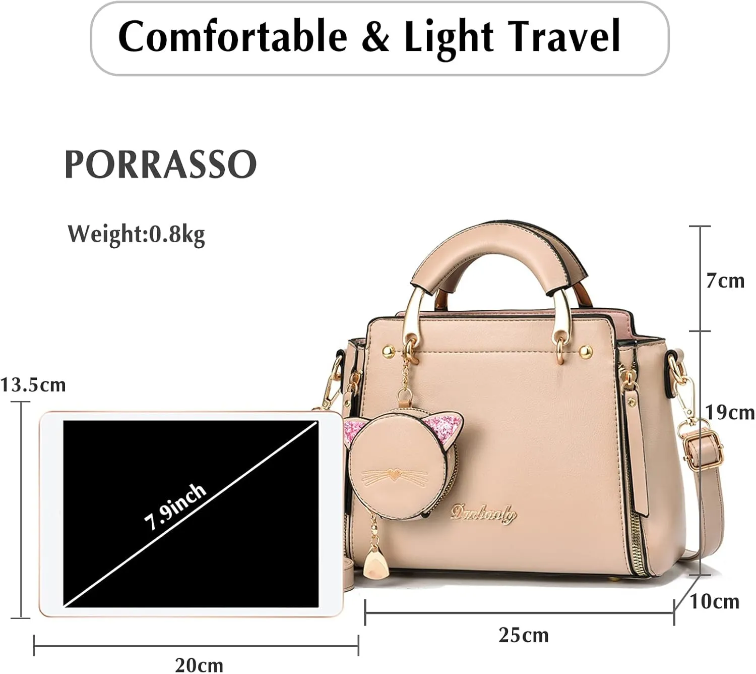 PORRASSO Women Handbag Cute Crossbody Bag Girl Top-Handle Bags Ladies Satchel Shoulder Bag