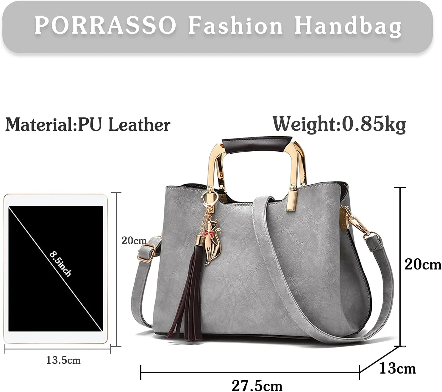 PORRASSO Women's Handbag Shoulder Bag Fashion Bags Top Handle Female PU Leather Shoulder Bag Worn Bag