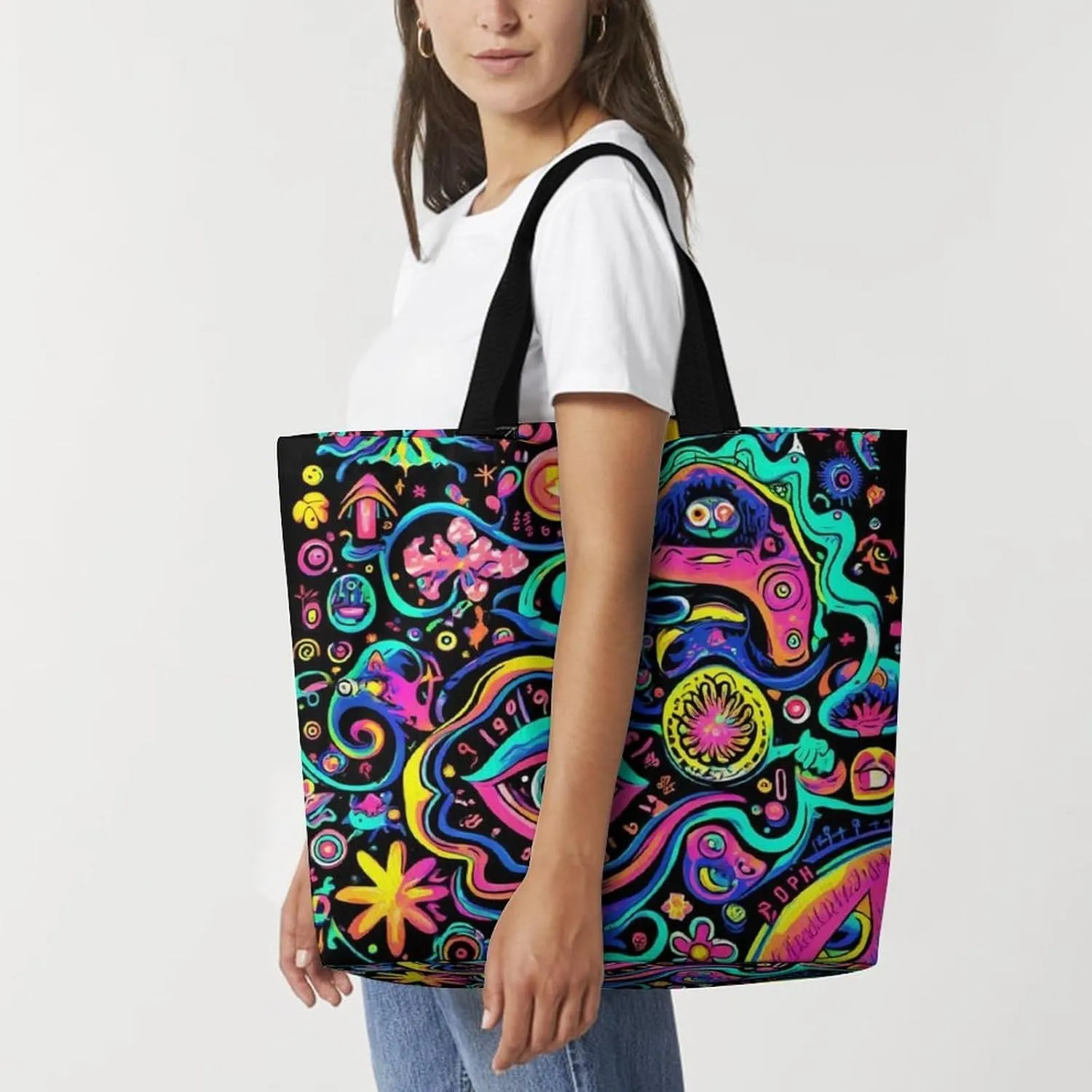 Portable Grocery Shoulder Bag for Women Casual Reusable Shopping Bag Large Tote Bags