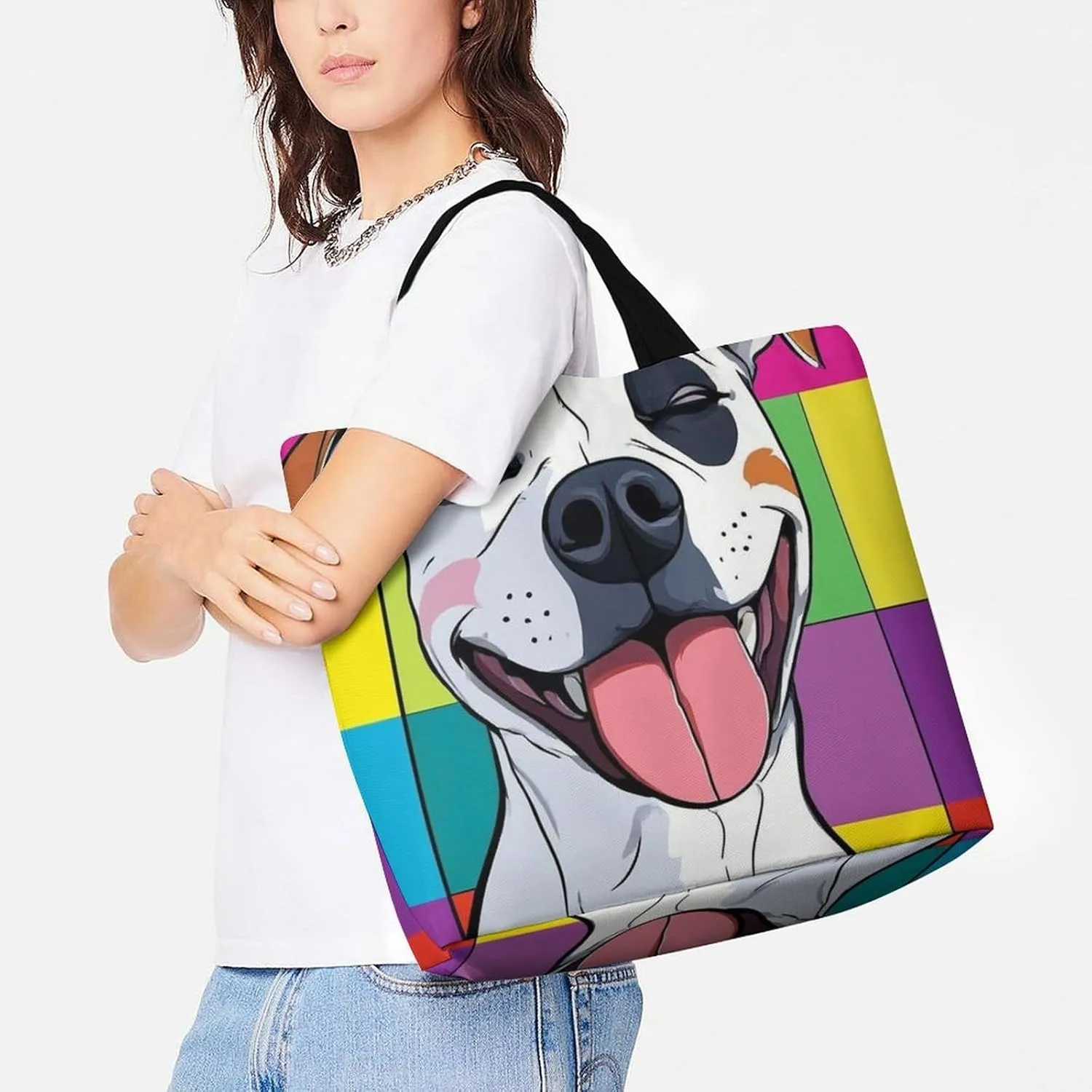 Portable Large Tote Bag for Women, Reusable Grocery Shoulder Bag Multipurpose Shopping Bags