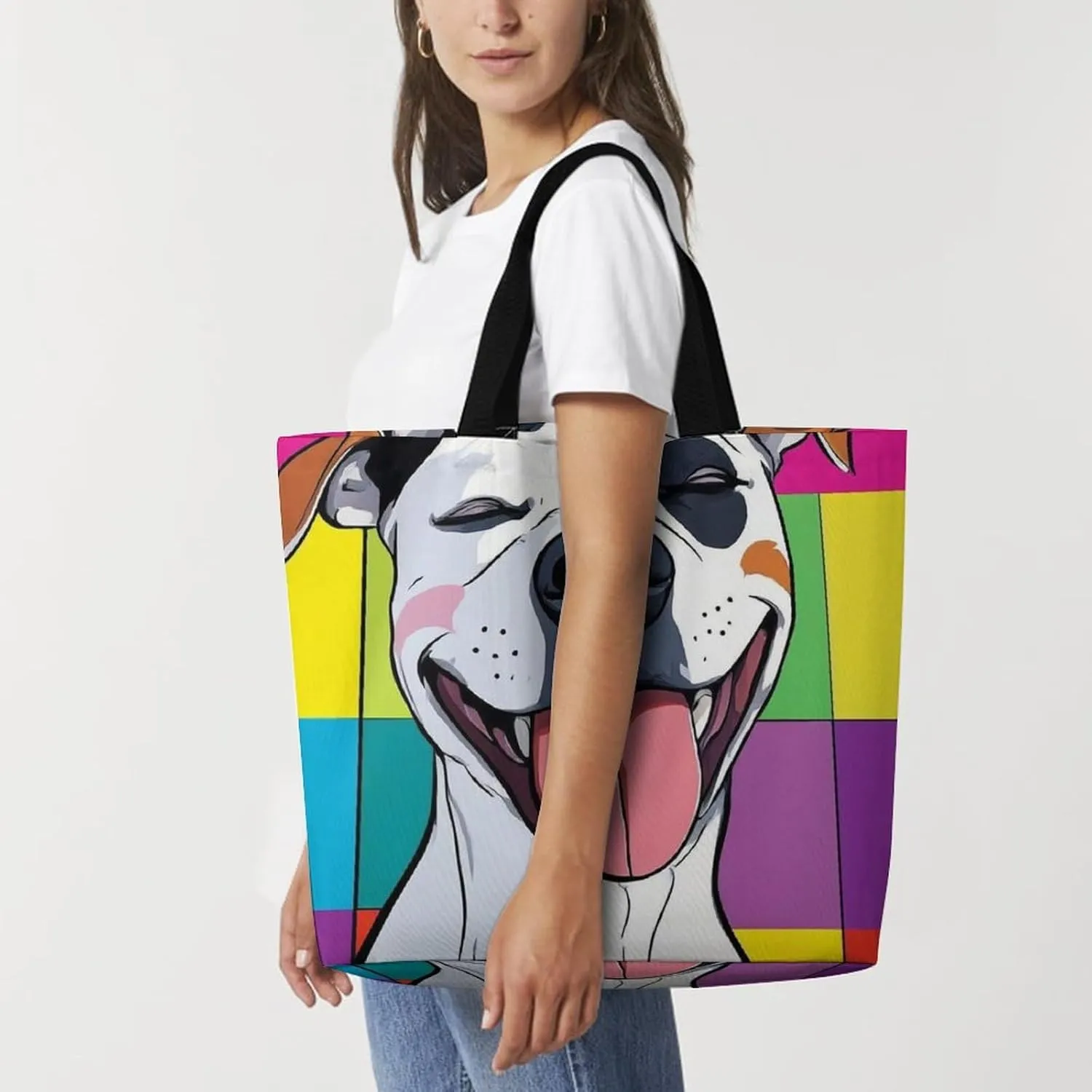 Portable Large Tote Bag for Women, Reusable Grocery Shoulder Bag Multipurpose Shopping Bags