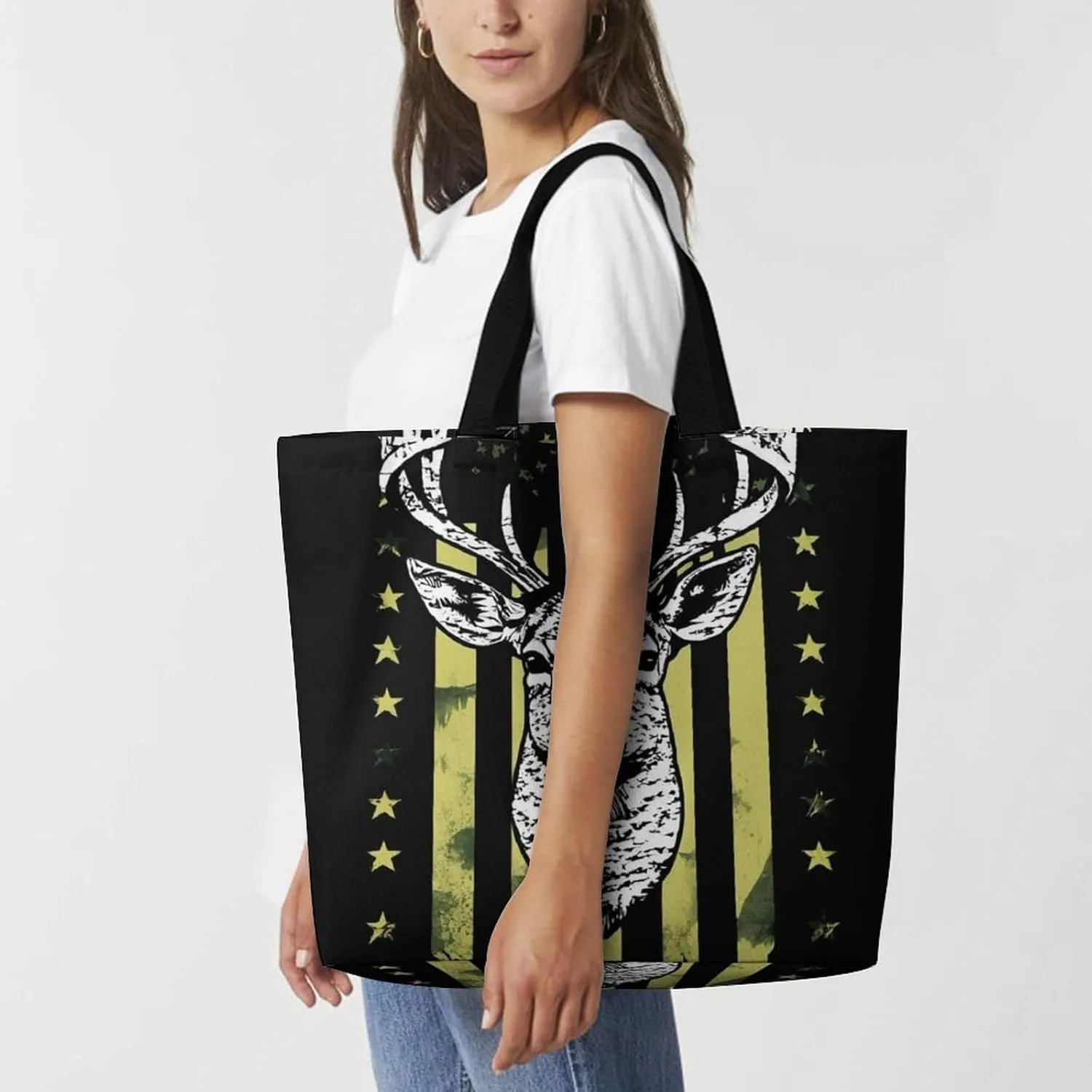 Portable Large Tote Bag for Women, Reusable Grocery Shoulder Bag Multipurpose Shopping Bags