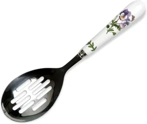 Portmeirion Botanic Garden 10" Slotted Spoon, Pansy Motif - Porcelain Handle & Stainless Steel, Chip-Resistant Glaze - Ideal for Home Gatherings & Intimate Dining, Must-Have Kitchen Tools
