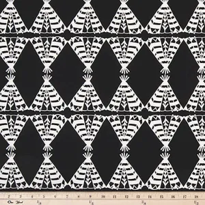 Pow Wow Black Twill Drapery Fabric by Premier Prints - 30 Yard Bolt