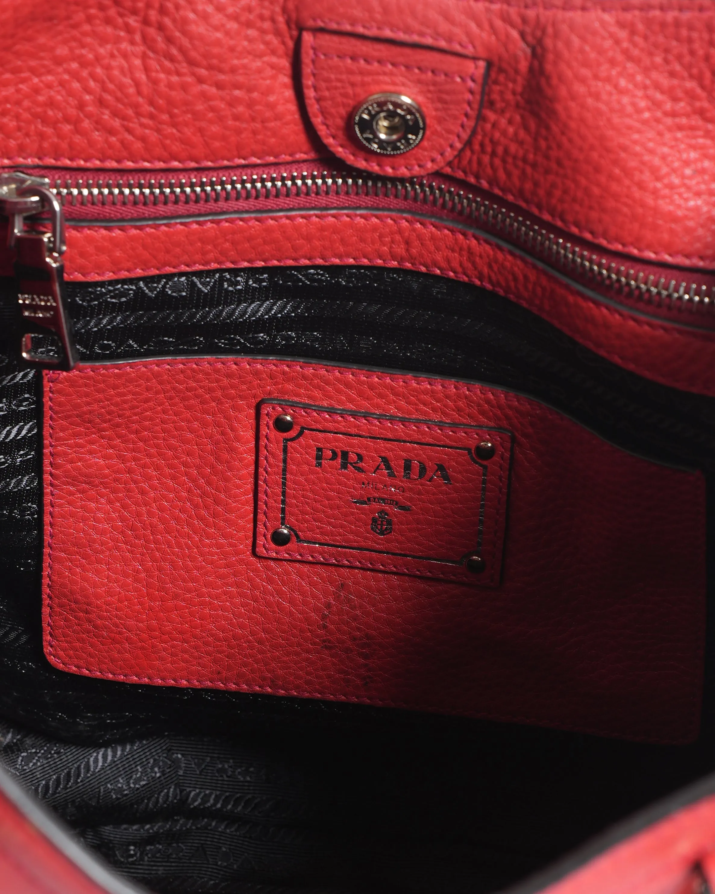 Prada Rosso Vitello Phenix Leather Tote Bag