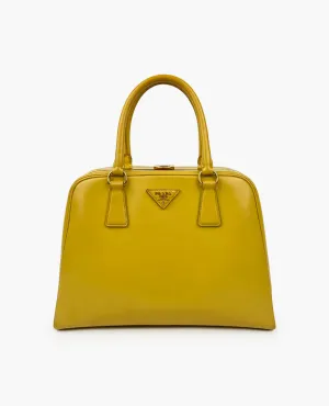 Prada Saffiano Leather Pyramid Frame Satchel &amp; Wallet Yellow